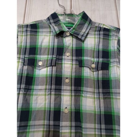 Gap Shirt‎ Boys Medium Green White Long Sleeve Button Front - Picture 3 of 7